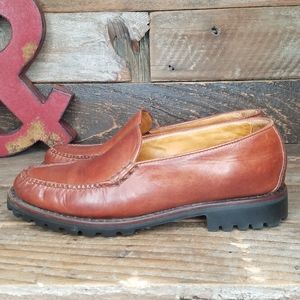 Cole Haan Handsewn Brown Leather Slip- On Shoes